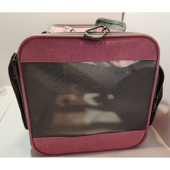 Pink & Grey Small/Medium Pet Carrier 17" x 12" x 12" Soft Sided Travel Approved - Picture 3 of 10